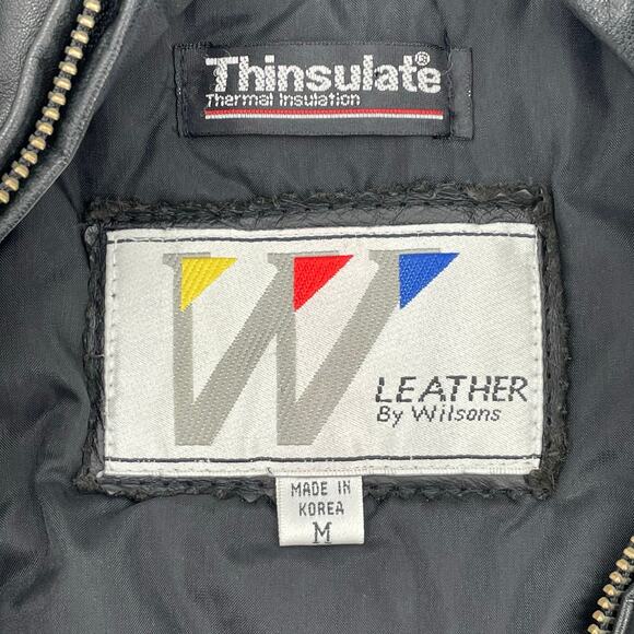 Wilson Thinsulate Women's Vtg. Leather Moto Jacket, Black, Sz. M 80s 90s *FLAW* - Picture 8 of 14